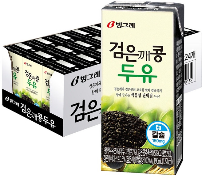 빙그레 검은깨 콩두유, 190ml, 24개