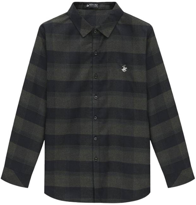 비버리힐스폴로클럽 남성용 비스코스 소프트 체크 패턴 카라 셔츠