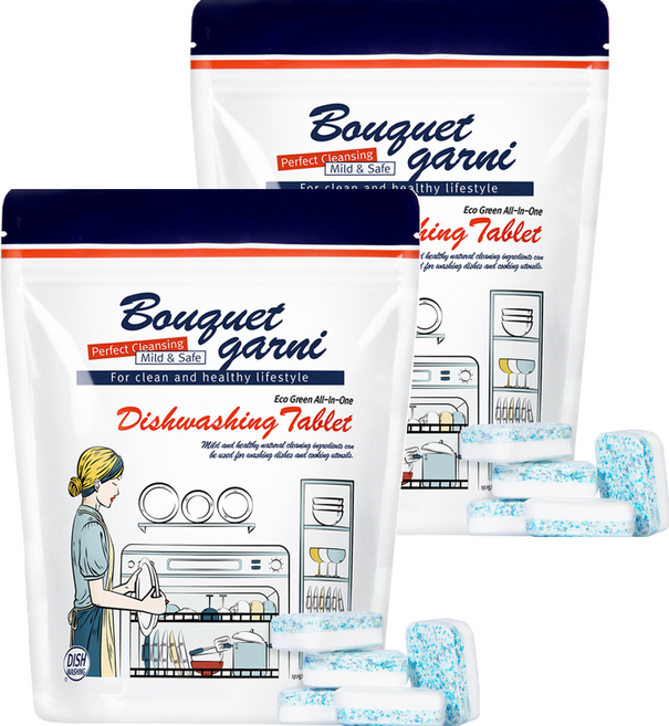 부케가르니 에코 그린 식기세척기 세제 타블렛형, 500g, 2개