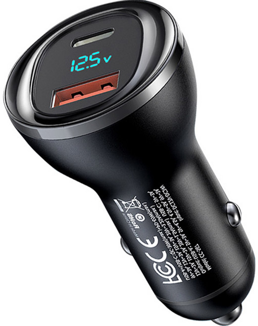 맥도도 95W 디스플레이 2포트 차량용 고속충전기, 블랙, CC-567