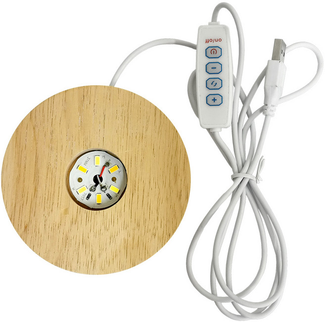 財神小舖 實木LED燈底座 切換三色光 ZD-3012 2 x 12cm, 1個