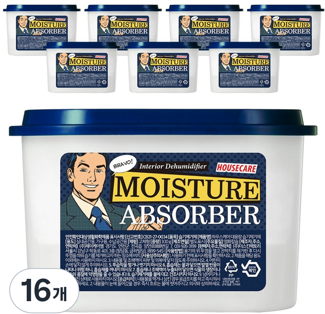 하우스케어 대용량 습기제거제 비치형, 300g, 16개