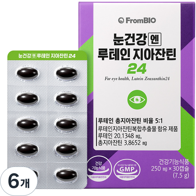 프롬바이오 눈건강엔 루테인 지아잔틴24 7.5g, 30정, 6개