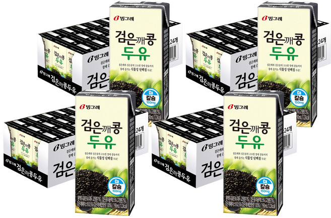 빙그레 검은깨 콩두유, 190ml, 96개