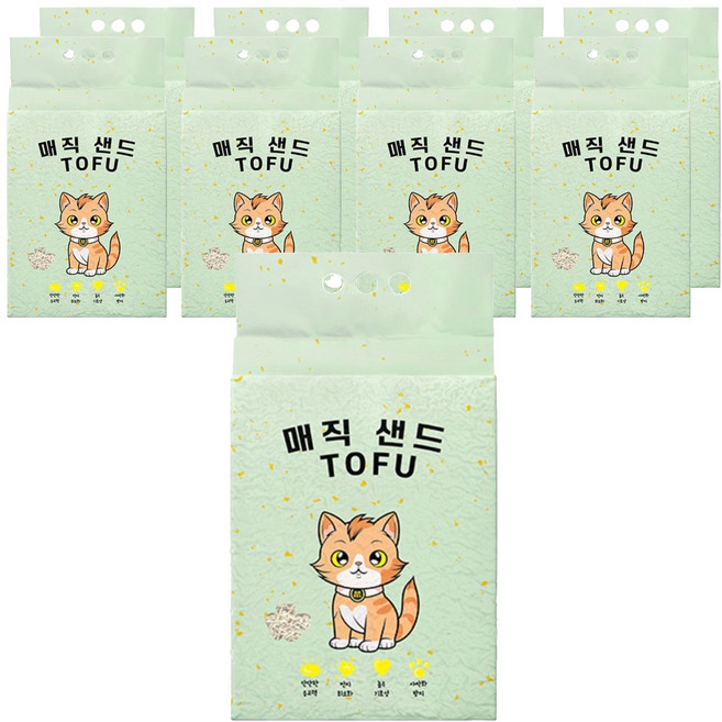 메디펫 매직 응고형 고양이 두부모래 가는입자, 10L, 9개, 녹차향