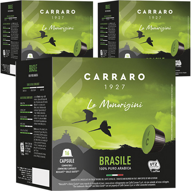 까라로 돌체구스토 호환 캡슐커피 브라질, 7g, 16개입, 3개