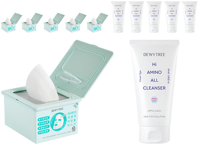 듀이트리 픽 앤 퀵 카밍풀 뽑아쓰는 마스크 + 하이 아미노 클렌징폼 50ml, 2개입, 6개