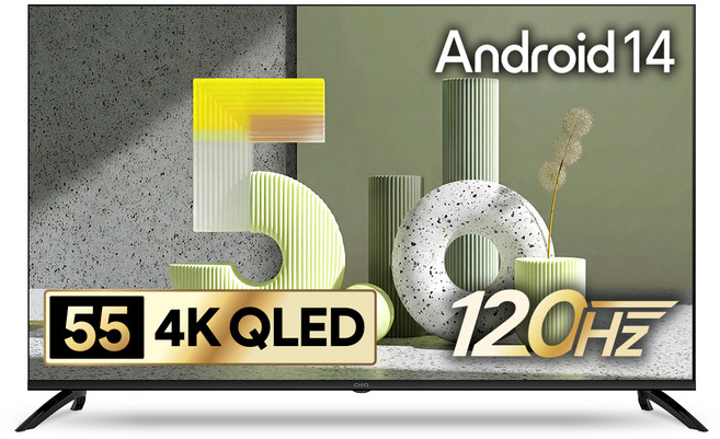더함 CHIQ 4K UHD QLED DLG 120Hz 돌비 AI 스마트 구글5.0 TV, 140cm(55인치), UA551QLED Google 5.0 120Hz 2025, 스탠드형, 고객직접설치