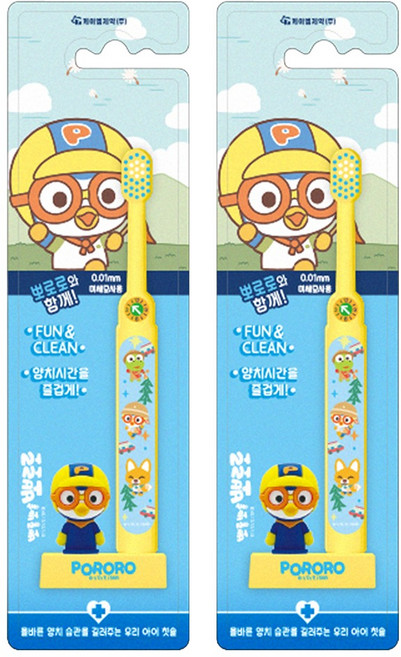 케이엠제약 스탠딩 유아 칫솔, 2개, 1개입, 뽀로로