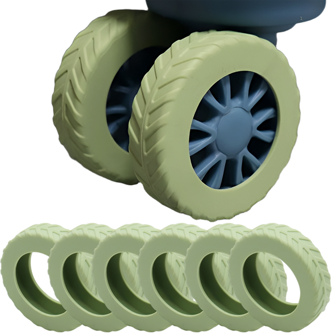 마움스 쫀쫀한 캐리어 바퀴 커버 보호 슈즈, 올리브, 8개