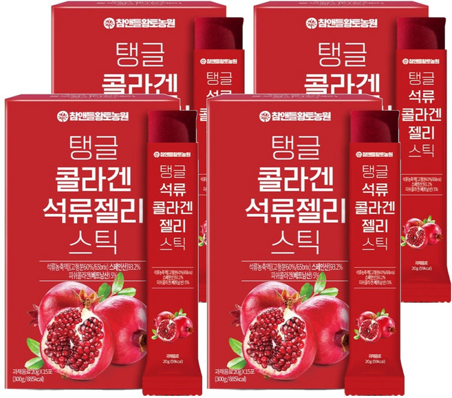 참앤들황토농원 탱글 콜라겐 석류젤리 스틱 15p, 300g, 4개