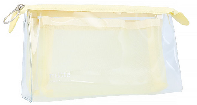 sun-star mitte透明網袋兩用收納筆袋 19 x 10 x 6cm 70g, 奶油黃色, 1個