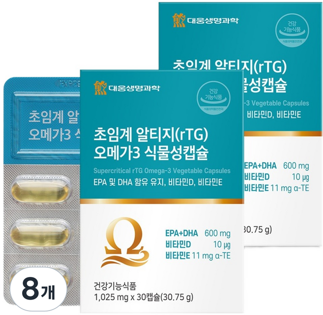 DAEWOONG LIFE SCIENCE 超臨界rTG Omega-3植物性膠囊 30.75g, 8個, 30錠