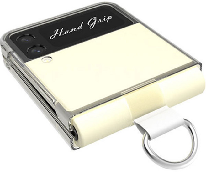 로랜텍 Z플립 변색방지 크리스탈 힌 클리어 하지드 휴대폰 케이스 + 키링 세트