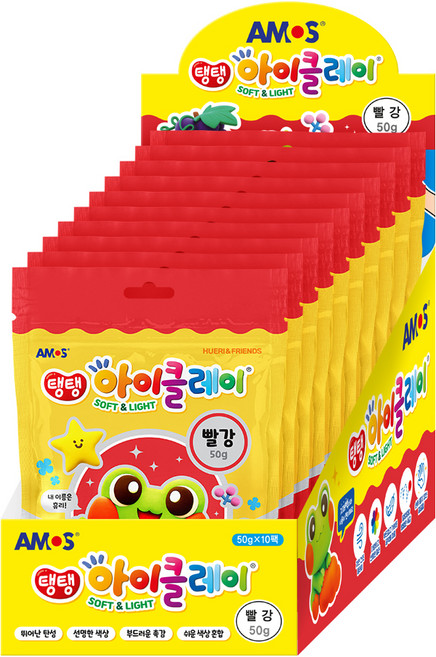 아모스 탱탱 아이 클레이 파우치 10p, 빨강, 50g, 10개