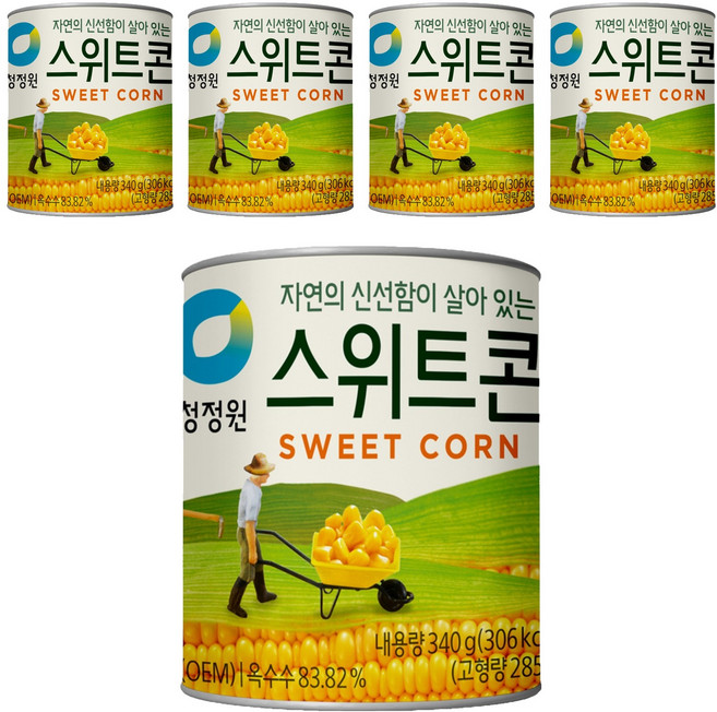 청정원 스위트콘 통조림, 340g, 5개