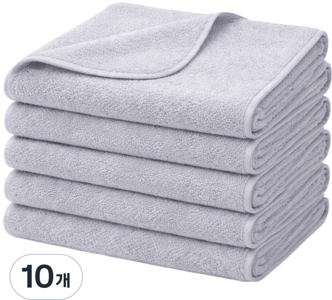 쉐리엘 먼지없는 저자극 극세사 호텔수건, 그레이, 10개