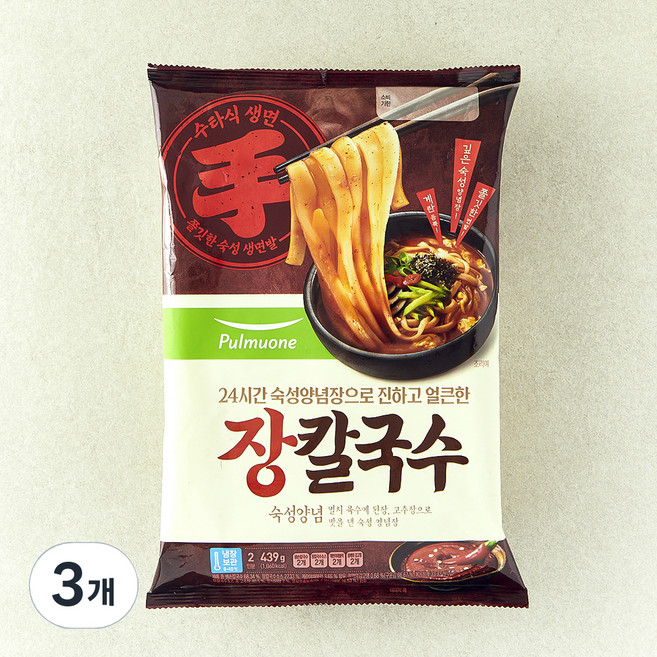 풀무원 장칼국수 2인분, 439g, 3개