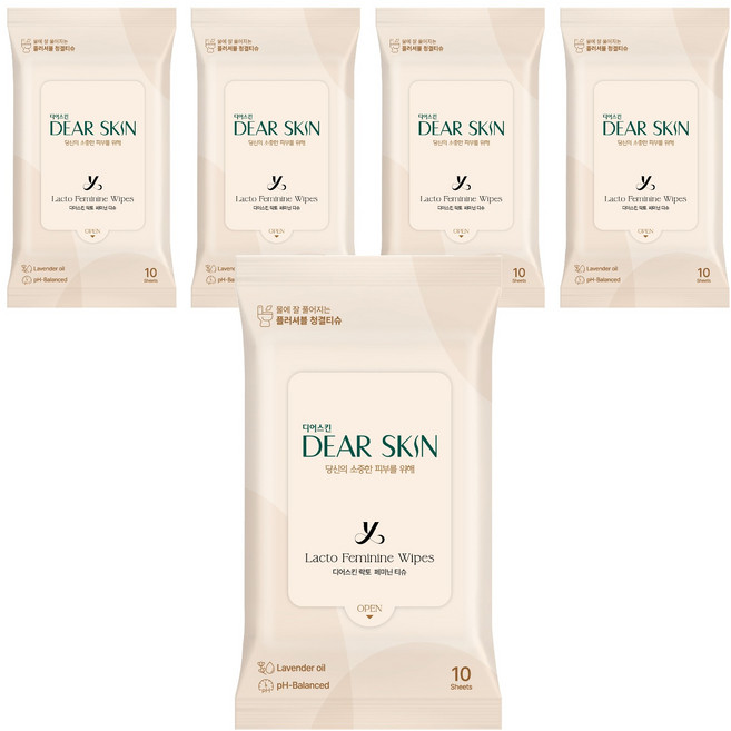 디어스킨 락토 페미닌 티슈 10p, 31g, 5개