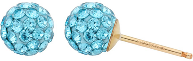 여성용 14K 큐빅볼 귀걸이 3월 탄생석 아쿠아마린 컬러 미러볼 이어링 JK215 + 선물케이스