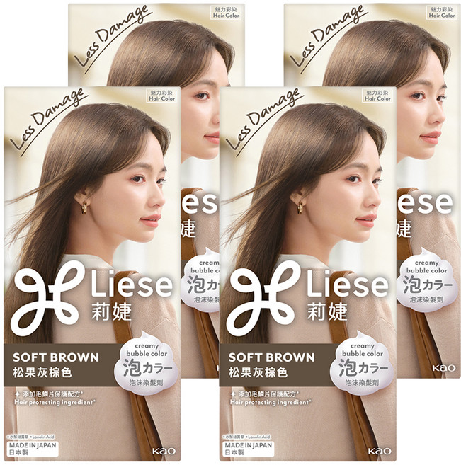 Liese 莉婕 泡沫染髮劑, 松果灰棕色, 4個