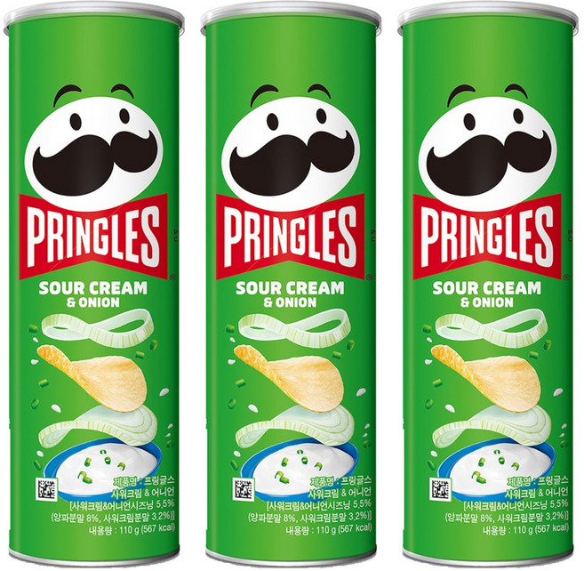 프링글스 사워크림 앤 어니언, 110g, 3개