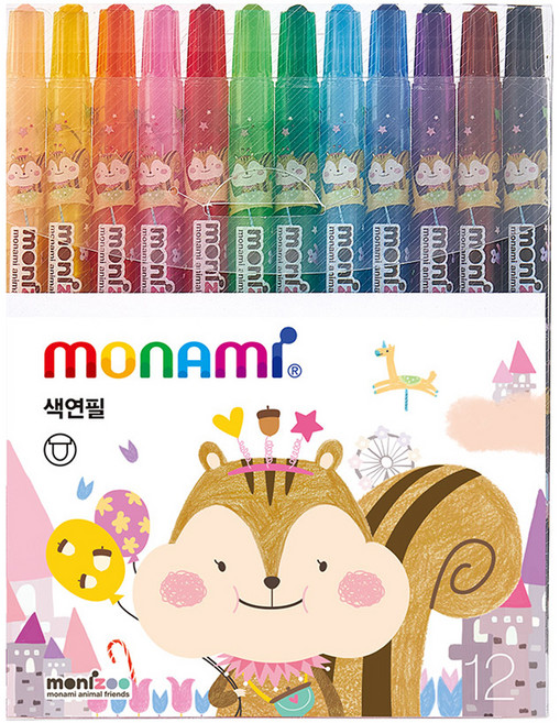 모니주 샤프식 색연필 핑크, 12색, 1개
