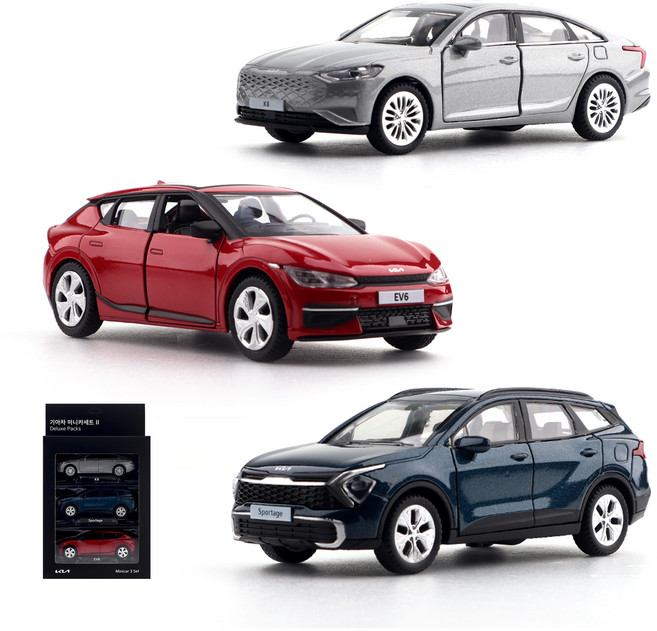 기아차 미니카 3종 세트 2, 스틸 그레이 + 레드 + 블루, 1세트