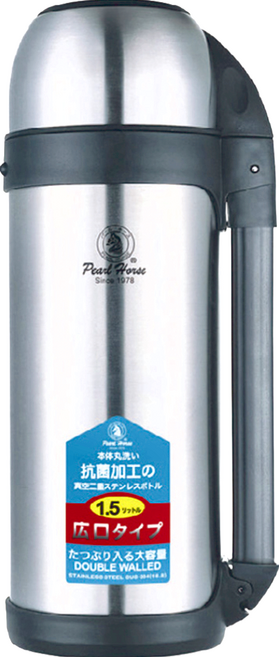 Pearl Horse 寶馬 保溫水壺 雙層不鏽鋼, 銀色, 1.5L, 1個