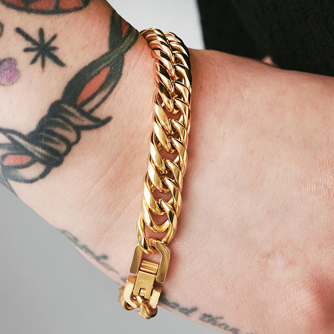 노이드비 남성용 써지컬스틸 변색없는 고급라운드 더블체인 팔찌