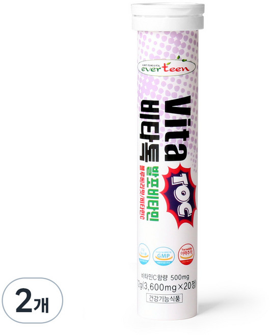 에버틴 비타톡 발포비타민 블루베리맛, 20정, 2개
