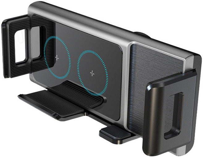 오토크루 차량용 자동회전 폴드 무선 충전거치대, Q블랙, FDC-30