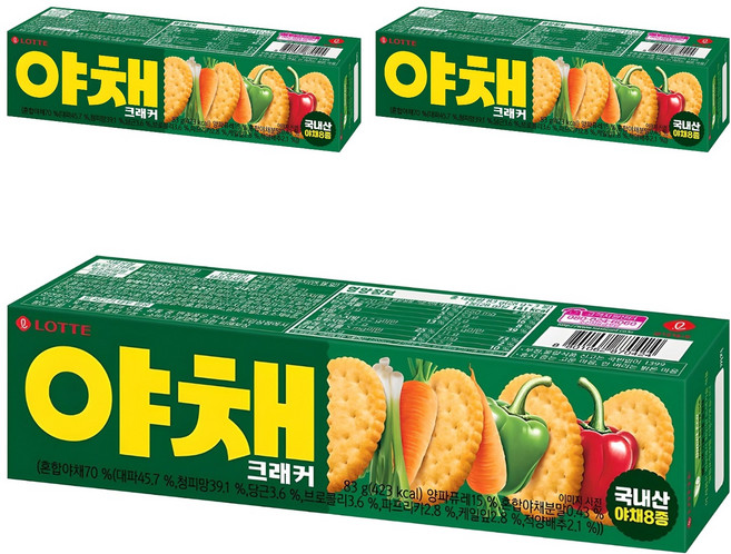 롯데웰푸드 야채 크래커, 83g, 3개