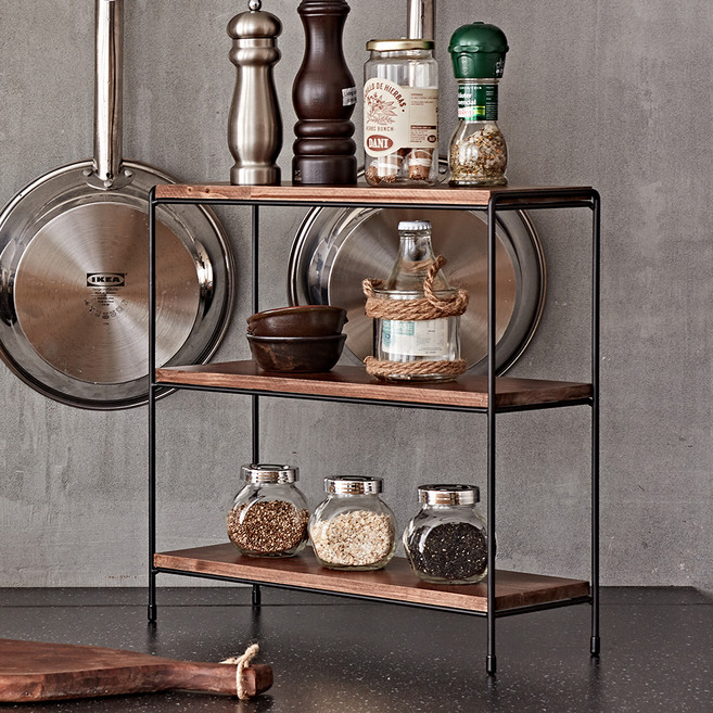 영진앵글 미니 수납 선반, BLACK, 3단