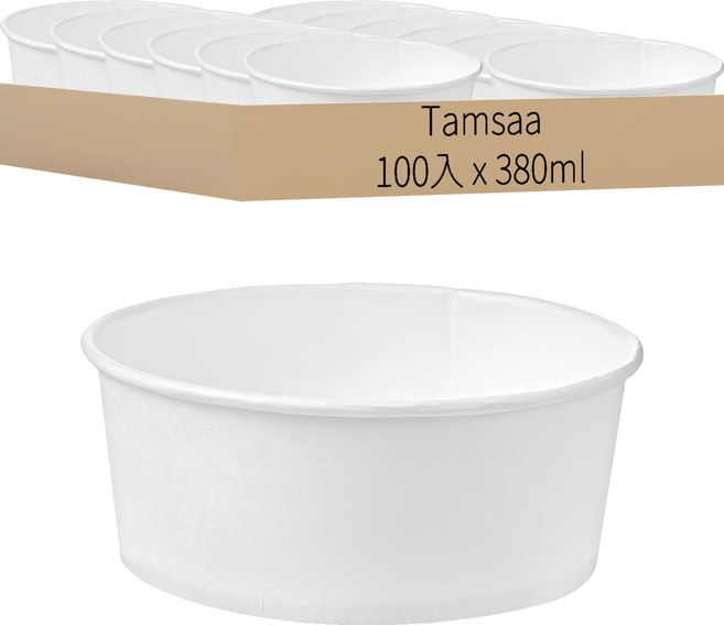 Tamsaa 無印刷紙容器 380ml, 1個, 100入
