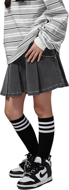 제이씨비 여아용 체인장식 데님 플리츠 스커트