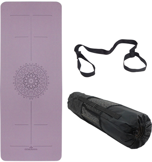 고무나라 TPE PRO 센터라인 요가매트 8mm + 보관스트랩 + 전용가방 세트, 라일락퍼플, 1세트