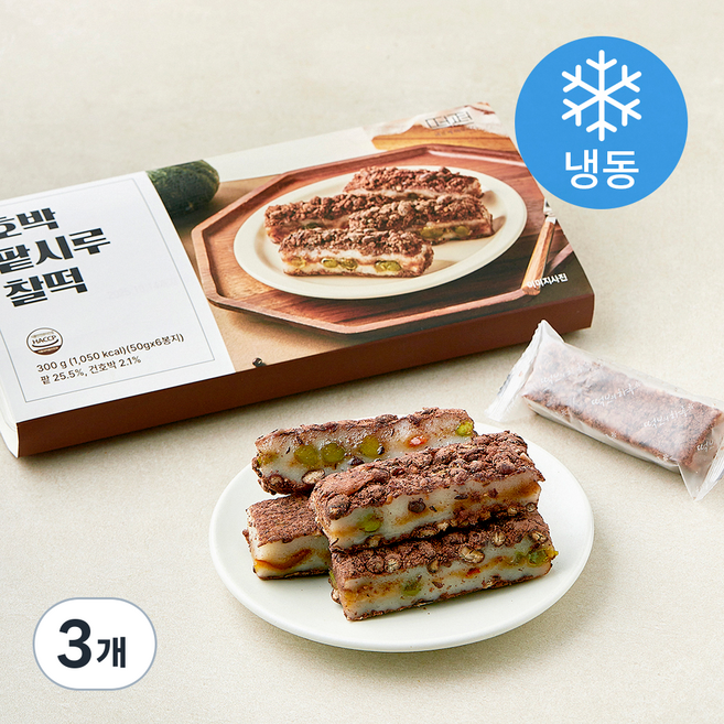 떡편 호박팥시루 찰떡 (냉동), 50g, 3개, 6개입