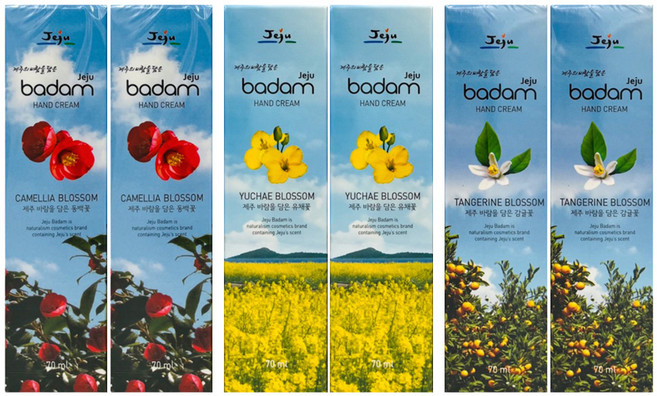 제주바담 핸드크림 유채꽃 70ml + 감귤꽃 70ml + 동백꽃 70ml 세트, 2개