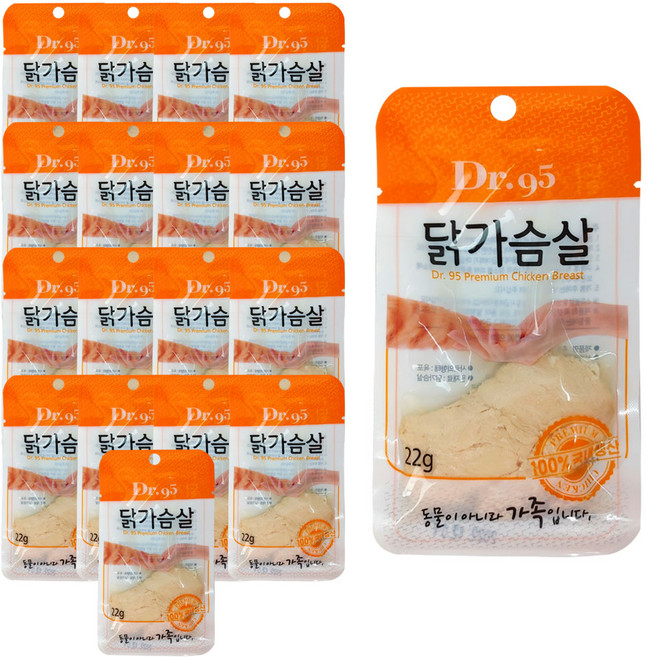 닥터95 반려동물 촉촉 간식, 닭가슴살, 22g, 18개