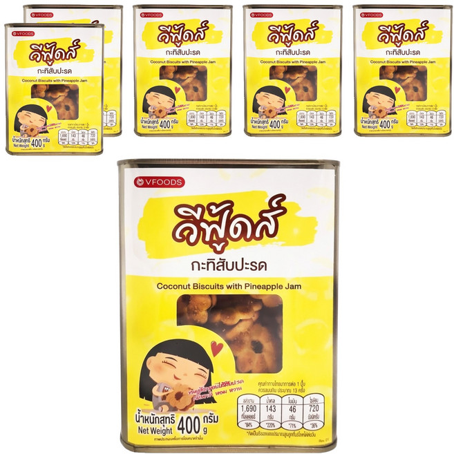 Vfood 泰國 鳳梨夾心餅, 400g, 6罐