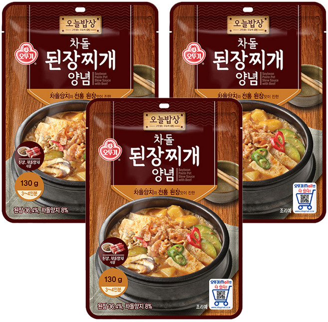 오뚜기 차돌 된장찌개 양념, 130g, 3개