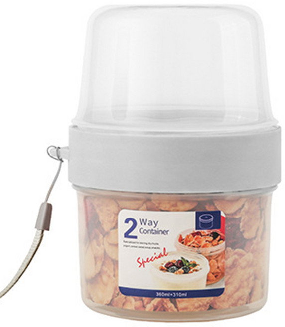 해피위더스 2way 샐러드 2단 도시락통 310ml + 360ml, 혼합색상, 1개