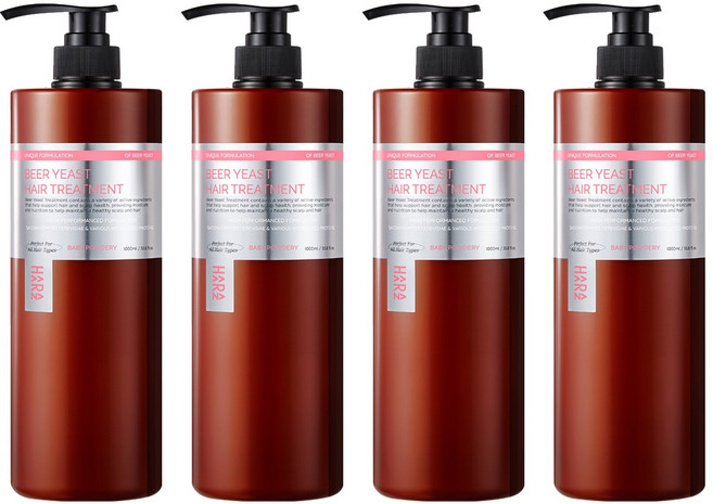 하라즈 맥주효모 헤어트리트먼트 베이비파우더향, 1L, 4개