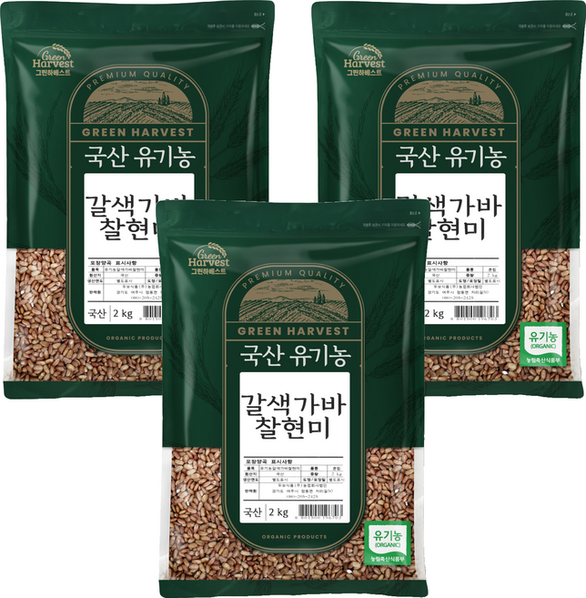 두보식품 국산 유기농 갈색가바 찰현미, 2kg, 3개