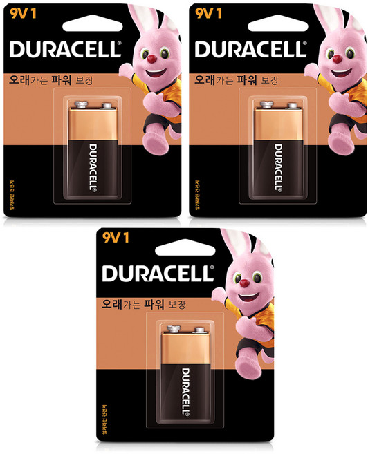 듀라셀 알카라인 특수건전지 9V, 1개입, 3개