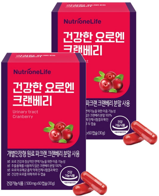 뉴트리원 건강한 요로엔 크랜베리, 60정, 2개