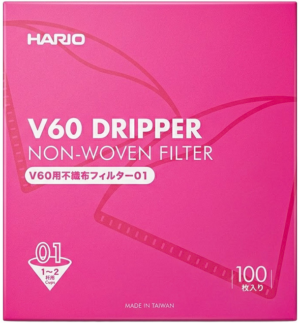 HARIO 好璃奧 V60不織布錐形濾紙 #01, 100張, 1盒