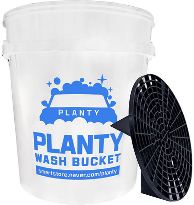 월드크린 플렌티 세차 버킷 + 그릿가드 세트, 18L, 화이트 + 블랙