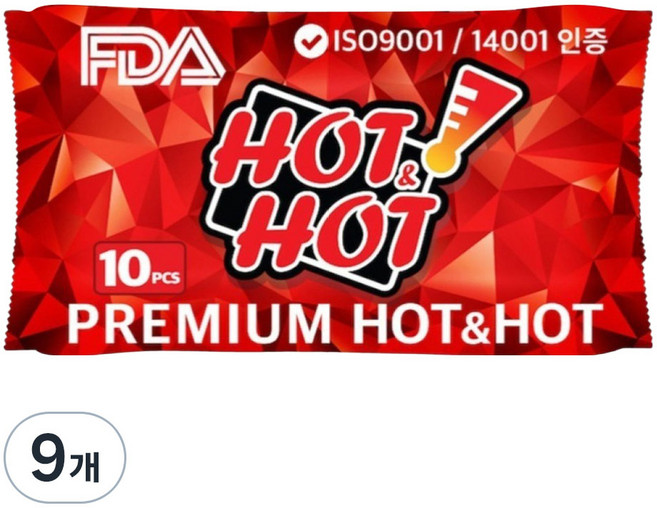 핫앤핫 포켓형 휴대용 핫팩 10p, 9개